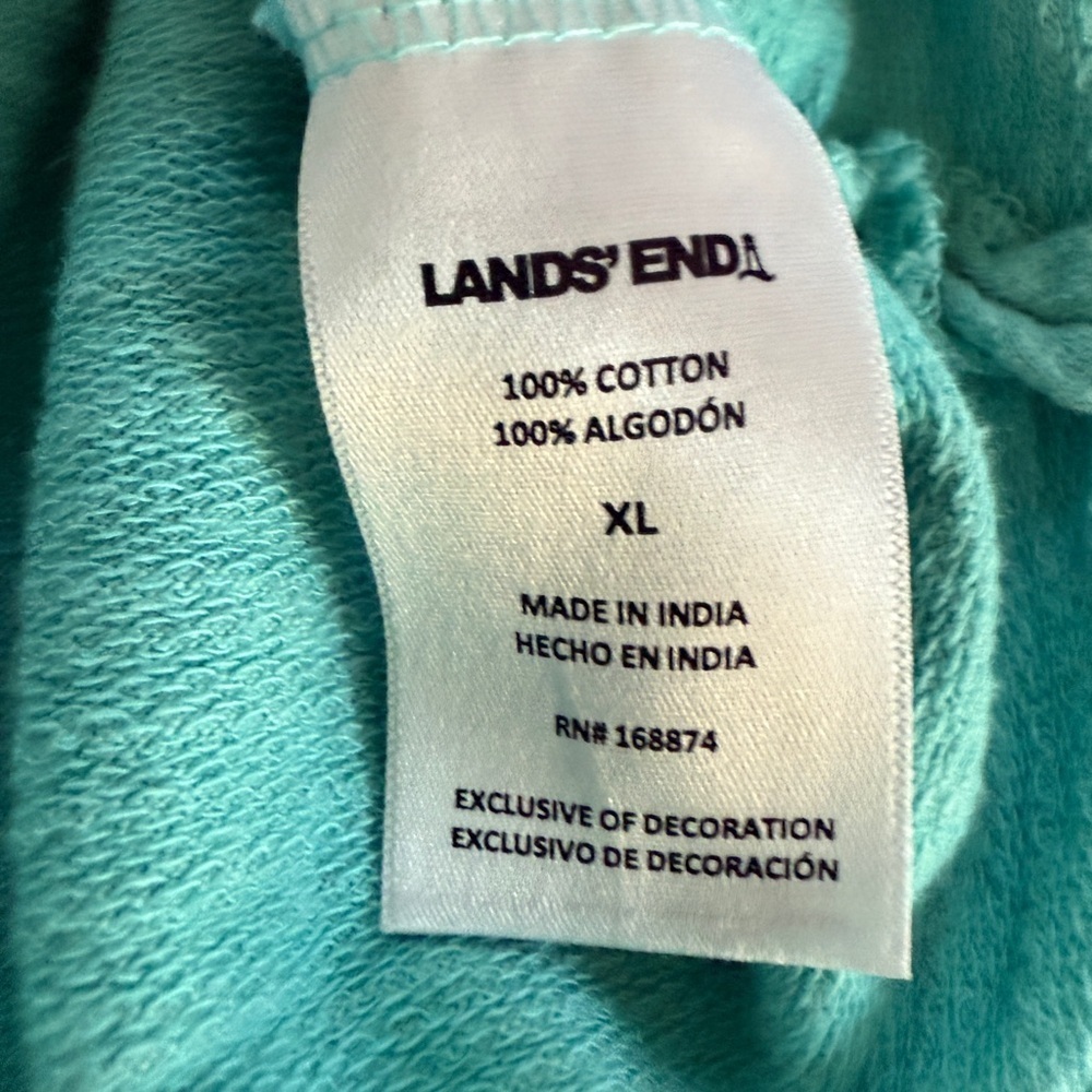 Lands' End Teal and White Striped quarter zip Pullover - Beachy Vibes - Picture 4 of 5